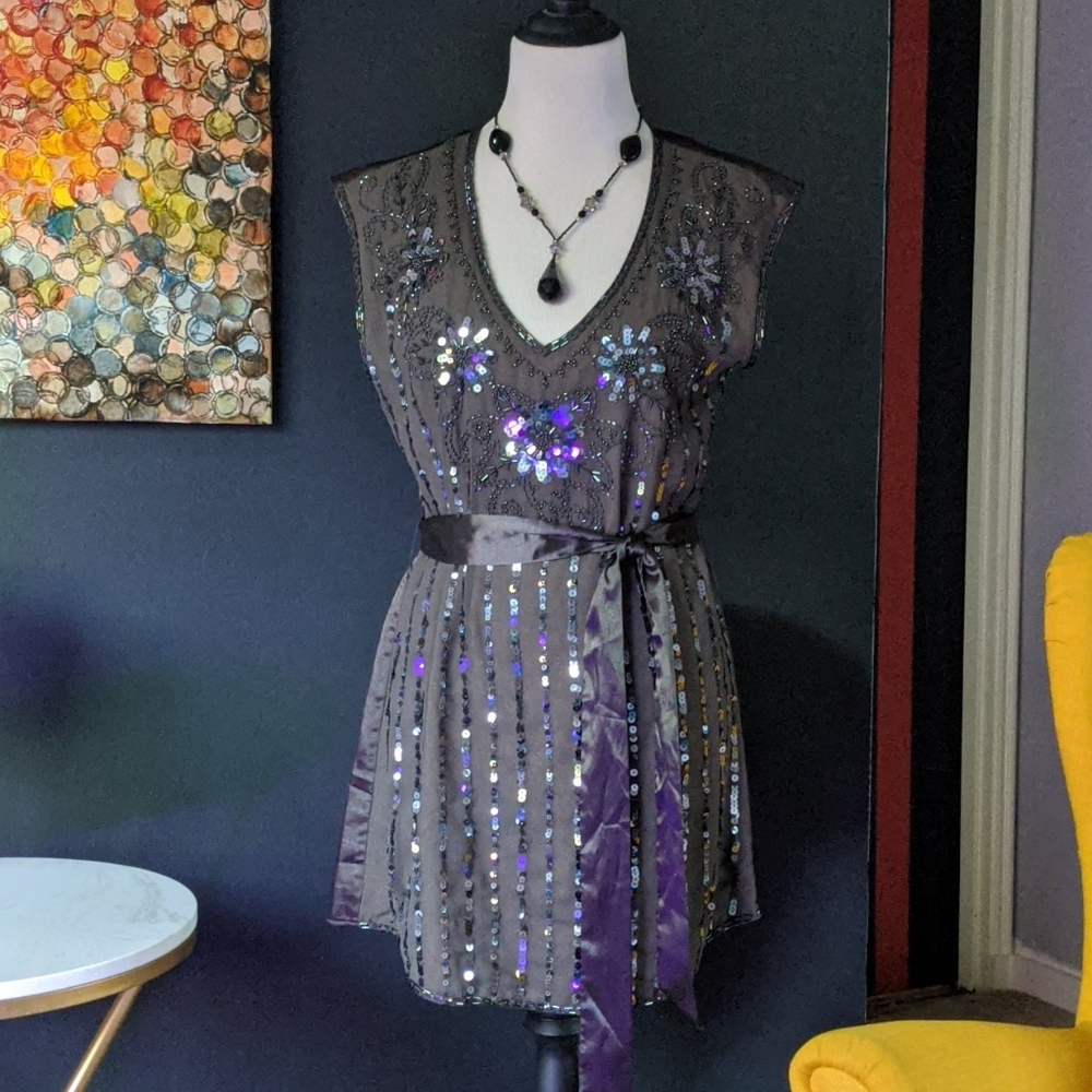 Flying Tomato satin and sequin dress
